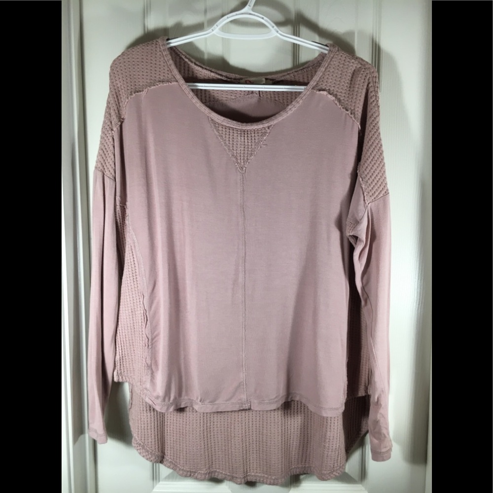 Altar'd State Women’s Ribbed Top Tie Sleeve Cuffs